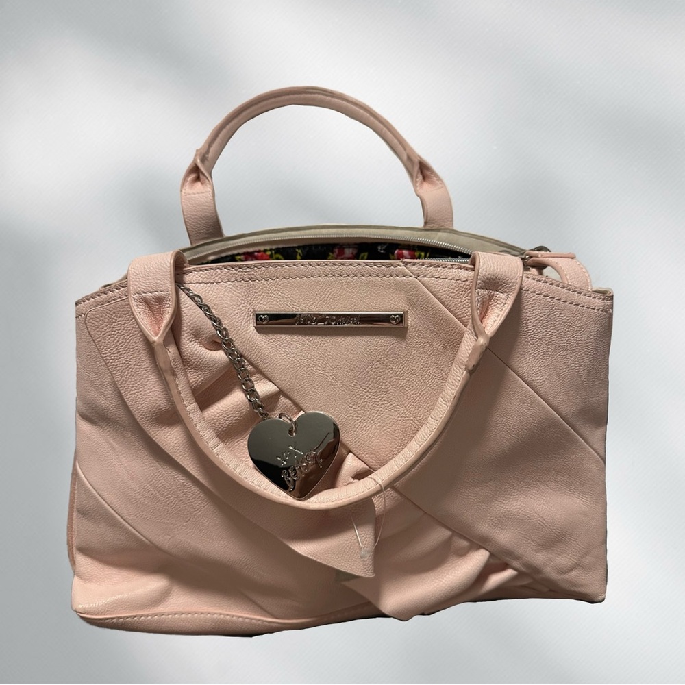 Blush Pink Satchel with Heart Charm - Betsey Johnson